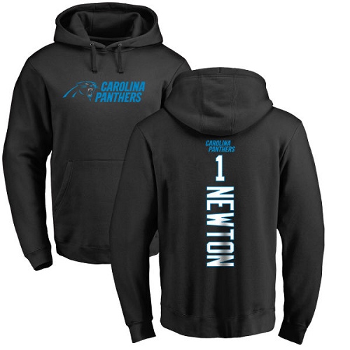 Carolina Panthers Men Black Cam Newton Backer NFL Football 1 Pullover Hoodie Sweatshirts